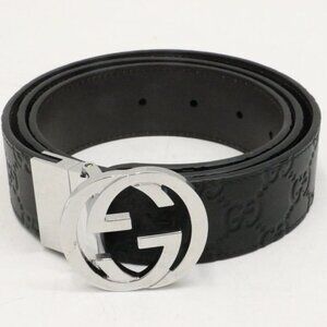 GUCCI Men's GG Logo Leather Belt Black/Brown Reversible Size 100-40